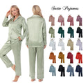 Hot Sale 18 Colors in Stock for Woman Pyjamas Long Sleeve With Pants Women's Pijamas Silk Satin Two Piece Pajamas Sets