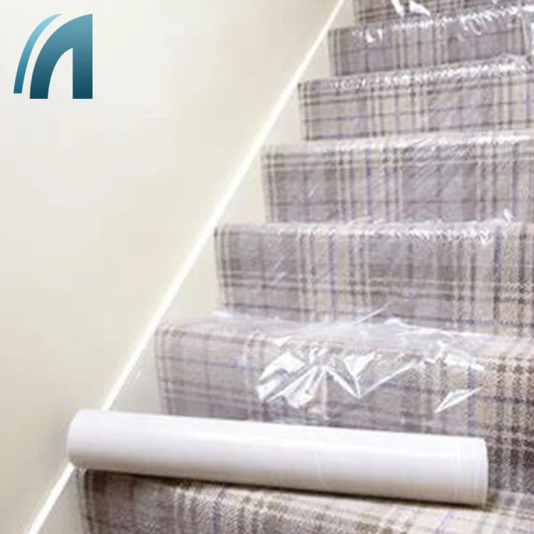 Customized Soft PE Blow Molding Moisture Proof Scratch Proof Clear Stair Treads Protection Film Roll for Carpet Stairs