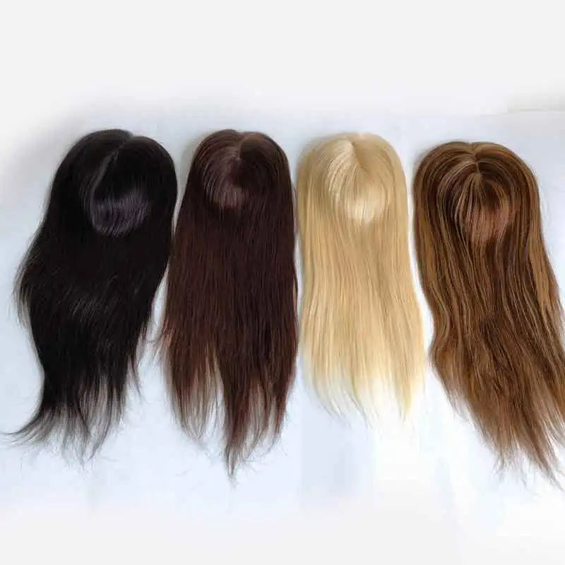 Cheap Price Injected Thin Skin Poly Clips Human Hair Topper Pieces for White Women Smooth Hair