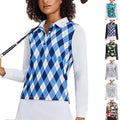 Workout Striped Tops Half Zip Pullover Athletic Long Sleeve Women's Golf Shirt