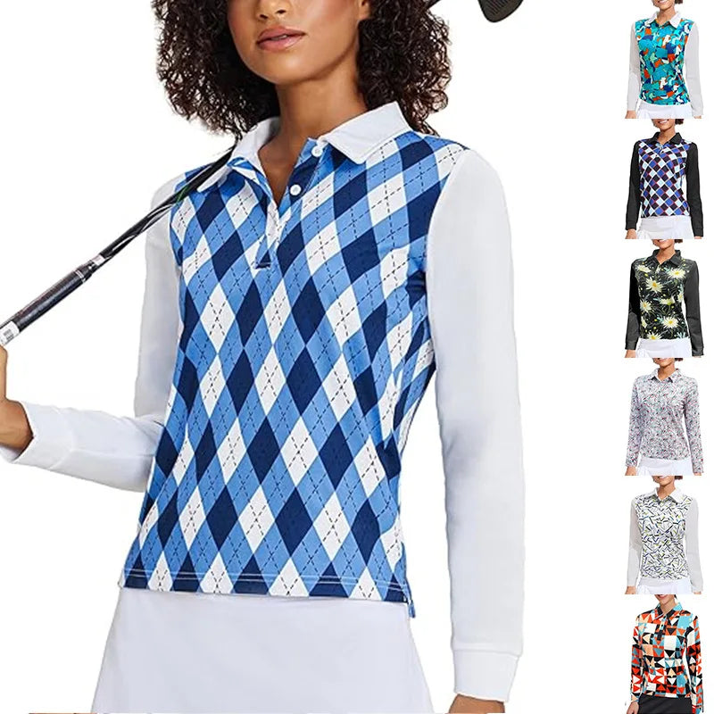 Workout Striped Tops Half Zip Pullover Athletic Long Sleeve Women's Golf Shirt