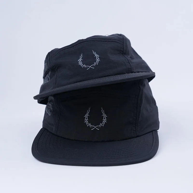 Custom Polyester Nylon 5 Panel Cap With 3m Reflective Printing logo Foldable Quick Dry Running Camp Hats 5 Panel for Men Women