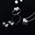 4 Pieces Jewelry Set Heart Shape 925 Sterling Silver White Moissanite Charm Bracelet Pendant Earrings Ring Women Jewelry