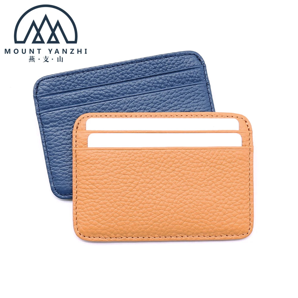 High Quality Custom Logo Luxury RFID Blocking Slim Cardholder Genuine Pebble Leather Credit Card Holder Gift Card Sleeves