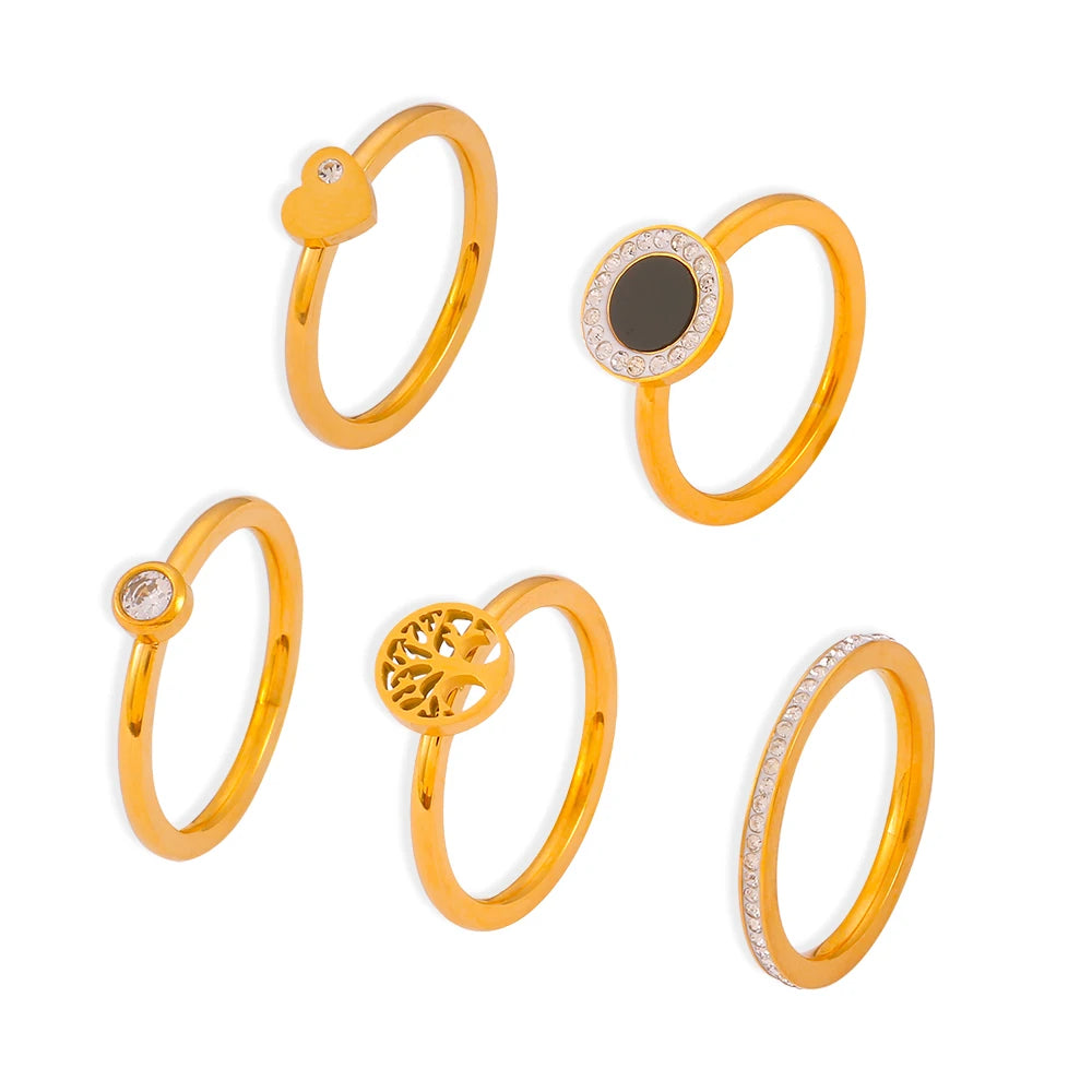 Hot Niche Jewelry Life Tree Smooth Titanium Steel Ring Gold Plated love Belt Diamond Ring Wholesale Spot