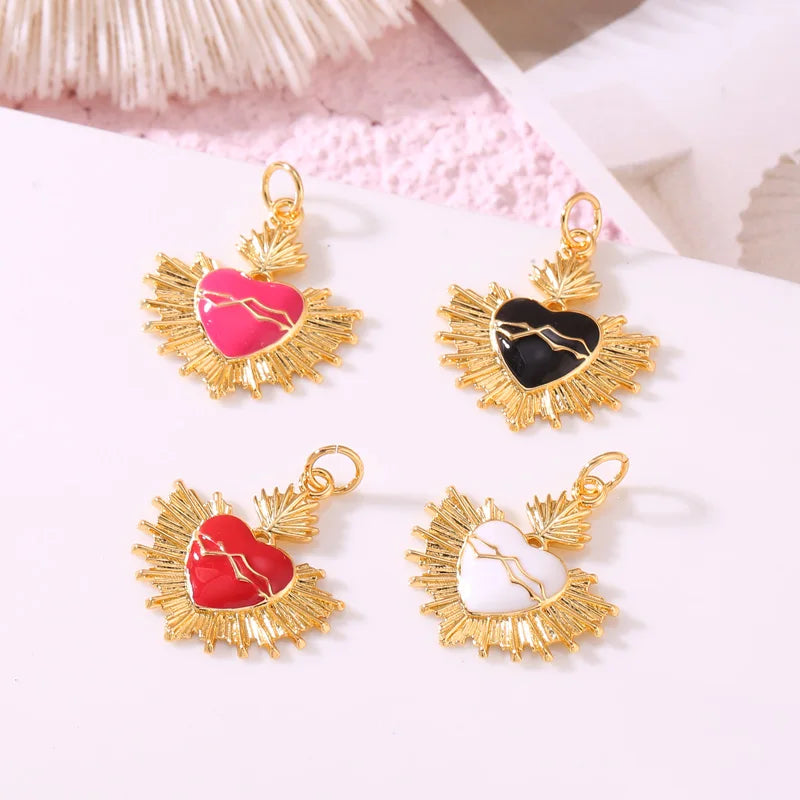 New Design Zircon Heart Shape Pendant 14K Gold Plated Trendy Women's Charm for Jewelry Making