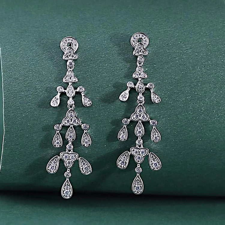 Fashion 925 Sterling Silver Setting Cubic Zirconia Women Earrings Drop Earrings