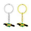 Manufacturer Enameled Jamaica Flag Charm Keychain Stainless Steel 18K Gold Plated Enamel Jamaican Map Pendant Car Key Chain