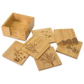 Modern Premium Quality Bamboo Drink Coasters Set 6 Pcs Wood Cup Pad with Holder Stylish 6-Piece Bamboo Coasters Set