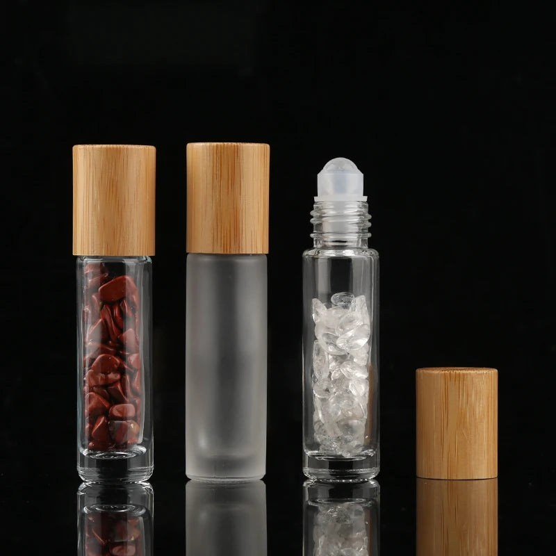 5ml Bamboo Lid Roller Ball Perfume Bottles Essential Oil Perfume Oil Roll on Glass Bottle With Roller Ball