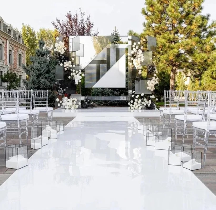 Wedding Mirror Carpet Reflective Floor Roller Rugs Thick 0.2mm Wedding Mirror Aisle Runner for Indoor/Outdoor Party Decorations