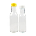 250ml 350ml 12oz clear Long Neck Barbecue Ketchup Pickle Sauce Bottle Glass With White Yellow Plastic Cap