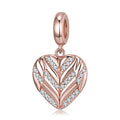 Heart Shape Wing Rose Gold Plated Pendant 925 Sterling Silver with CZ for Women Charm Bead Jewelry Making Bracelet Wholesale