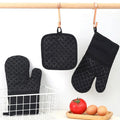 2pcs/Set Thick Grid Oven Mitts Pot Holders Kitchen High Heat Resistant Silicone Microwave Baking Cotton Cloth Oven Gloves