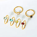 European and American Fashion Zircon Square Ring Titanium Stainless Steel Ring Fine Circle Small Jewelry Ring