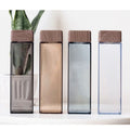 Custom logo Eco Friendly BPA Free 480ml square Plastic Water Bottles Wood Grain Bamboo Lid Portable clear Tumblers Plastic Cups