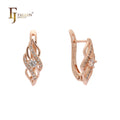 FJ Fallon Fashion Jewelry Solitaire Earrings Plated in 585 Rose Gold Brass Based Split