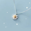 925 Sterling Silver White Daisy Flower Shape Pendant Statement Link Chain Collar Necklaces Fashion Jewelry for Women