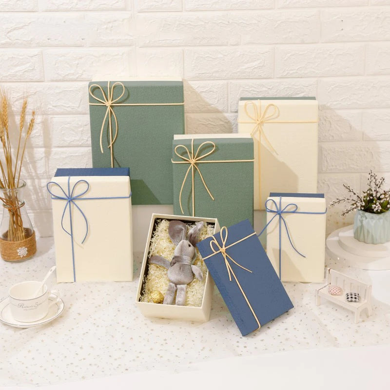 Rectangle Shaped Gifts Box with Bow Ribbon Valentines Day Presents Packaging Boxes Cosmetics Gifts Box