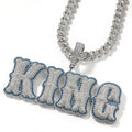 Hip Hop Colorful Cz Diamond Personalized Custom Bubble Victorian Style Letter Nameplate Pendant Necklace With Cuban Chain