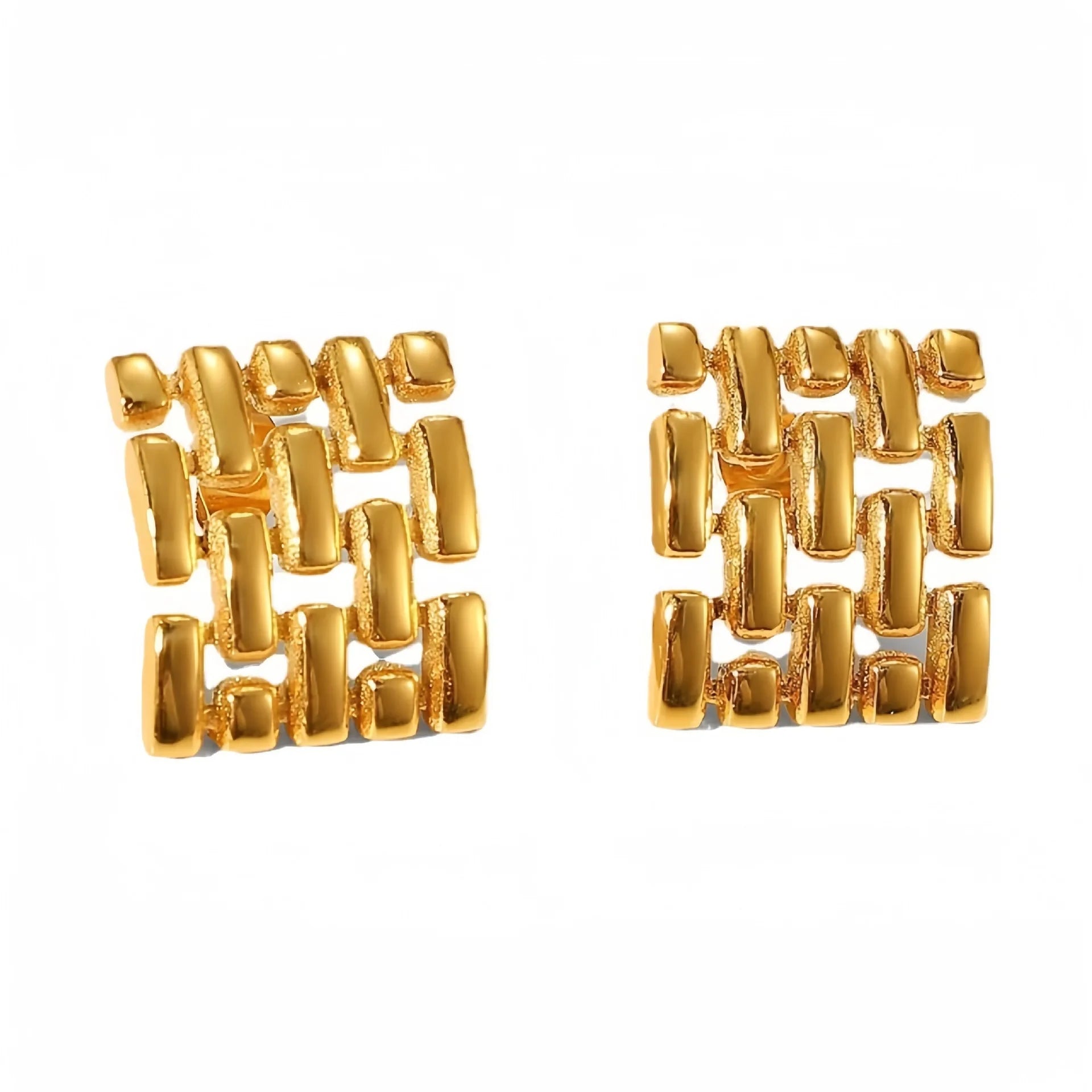 Waterproof 18K Gold Plated Hollow Weave Earring Stainless Steel Square Geometric Charm Earrings Jewelry Women Wholesale