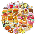 Wholesale 50 Pcs Adhesive Food Stickers Pack Colorful Waterproof Vinyl Custom Logo Stickers for Kids Gift & Craft