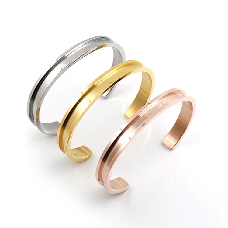 316L High Polishing groove Stainless Steel Open Cuff Bangle Gold Bracelet Wide Cuff Bracelet Upper Arm Bangles Cuff Bracelet