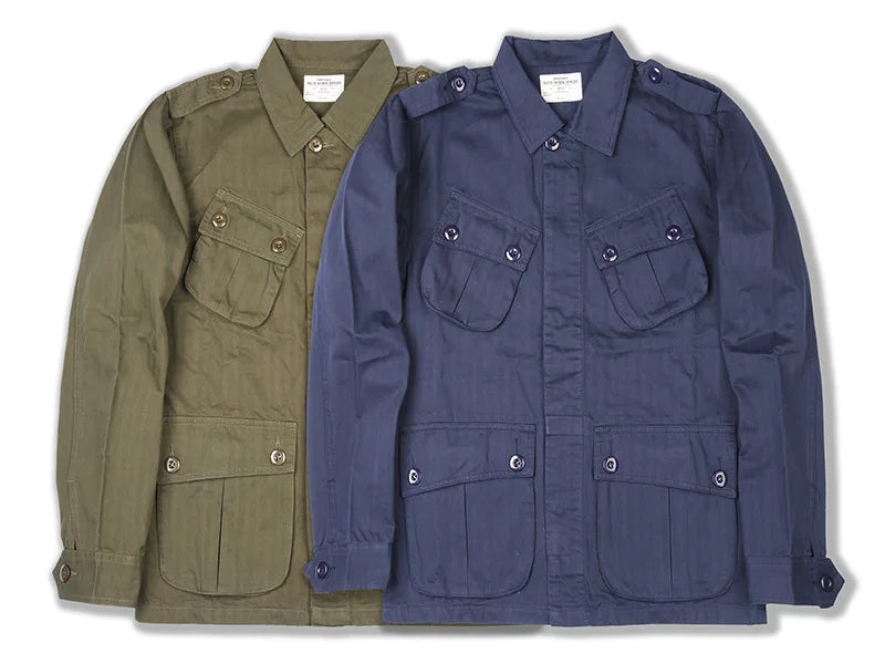 Men's 100% Cotton Multi-Pocket Safari Jacket Casual Worker Street Wear with Button Decoration for Spring Canvas Fabric