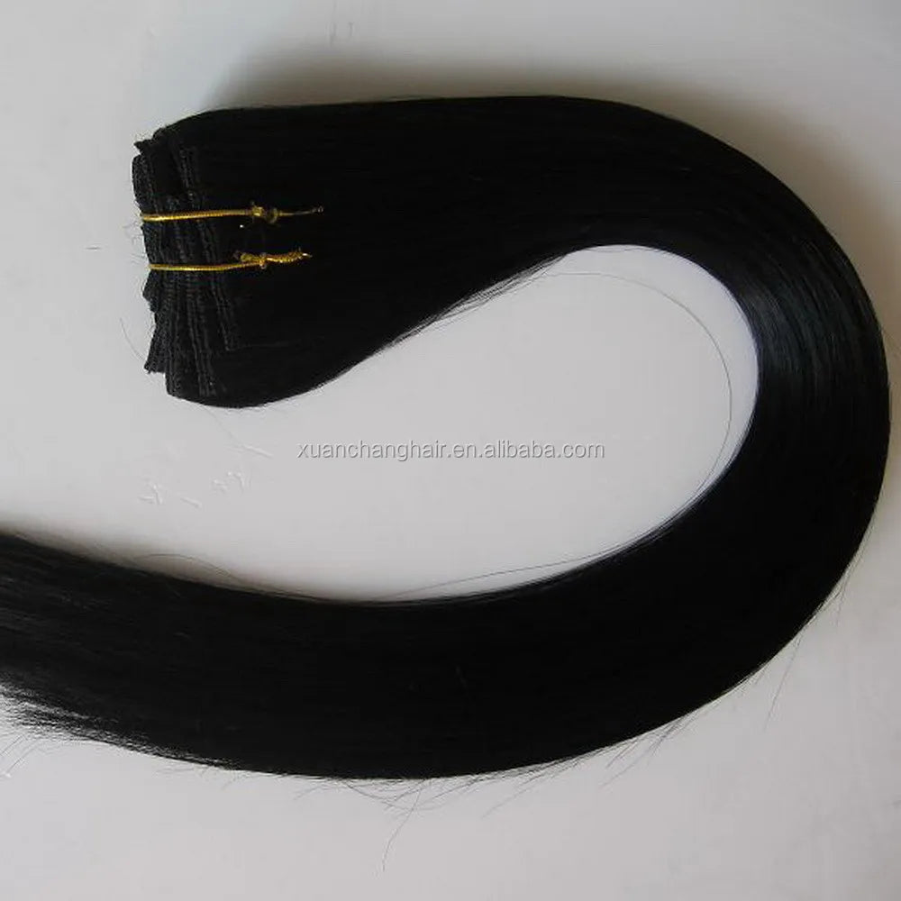 Black Remy Hair Weaves Clip-In Machine Weft Human Hair Grade