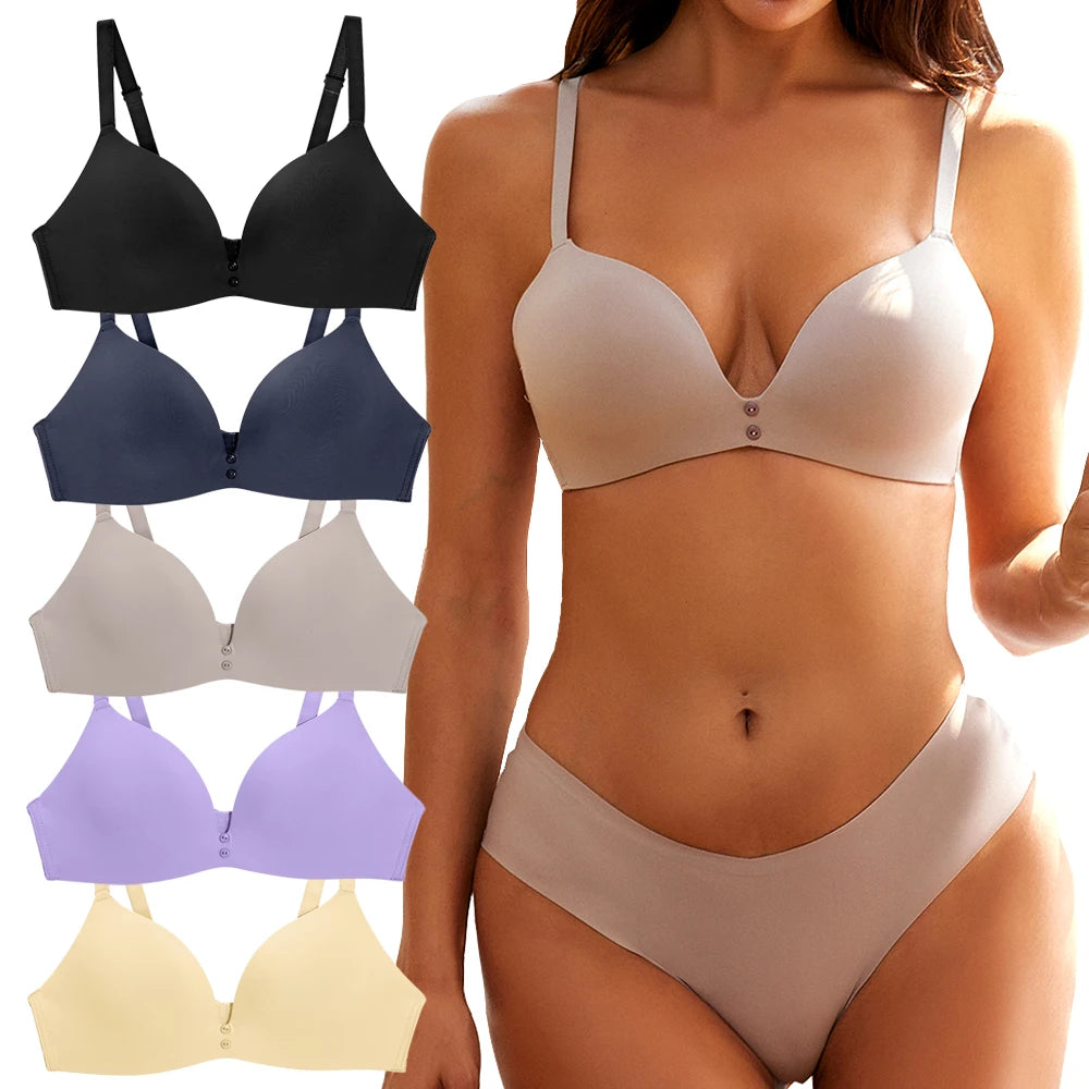 FINETOO 2025 Wholesale Women Sexy Fashion Wireless Bra Soft Comfortable Sexy Push up Bras Padded Adjustable Strap Removable Bra