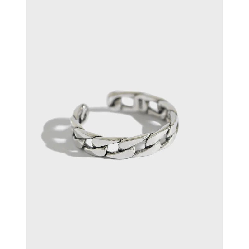 S925 Sterling Silver Retro Couples Ring Chain Opening Women Rings Designer Lover Gift Adjustable Ring for Men Wholesale Supplier