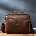 HUMERPAUL Business Men's Shoulder Bags Handmade Genuine Leather Single Crossbody Bag for Ipad Retro Messenger Satchel Bag