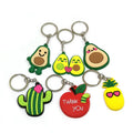 2D PVC Keychain Plant Series Key Ring Flower Cactus Carrot Pineapple Sunflower Cartoon Key Holders Fit Kids Schoolbag Keys Decor