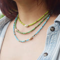 Hot Selling Summer Handmade Colorful Beach Glass Rice Bead With Shell Bead Bohemian Necklace Women