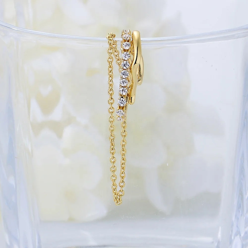 Best Quality Promotional Famous Design Style for Fashionable Women Dainty Long Cubic Zirconia Chain Earring