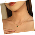 Ason Jewelry 18k Gold Plated Stainless Steel Fashion Zircon Pendant Necklace Chain Green Oval Gemstone Charms Necklace for Women