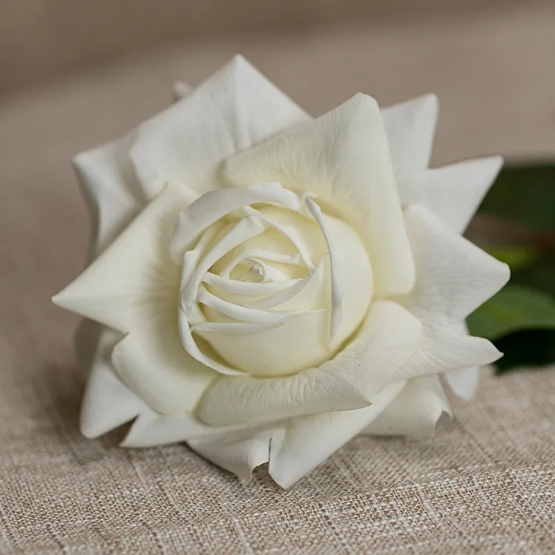 Hot Sale Latex Single Artificial Flower Austin Rose Real Touch Long Stem White Flower Centerpieces for Wedding Decoration
