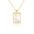 18K Gold Filled Rectangular Tag 925 Sterling Silver Shell Pendant Necklace
