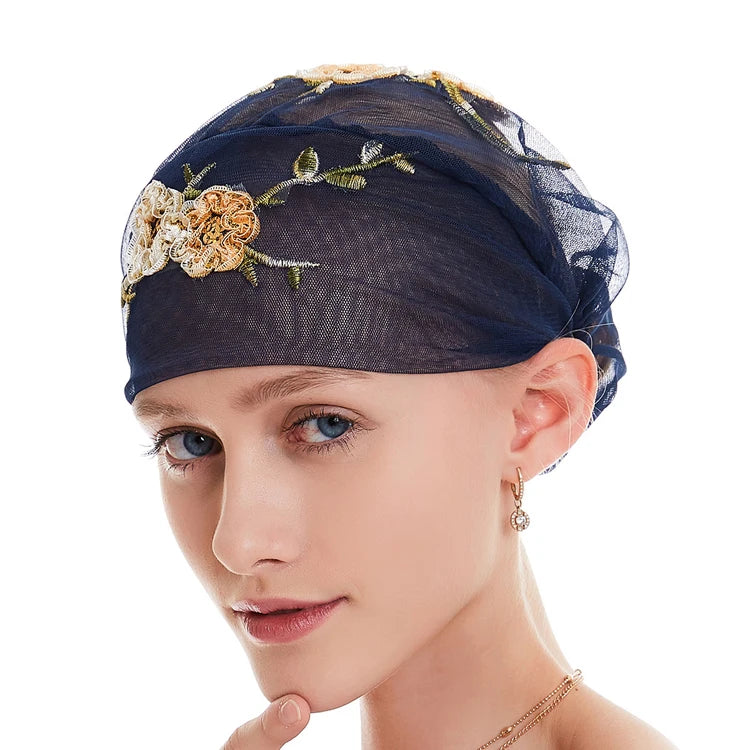 Embroidery Lace Women Muslim Inner Cap Arabic Safa Hijab Scarf Islamic Headwear Turban Bonnet Hat Ninja Caps Hair Accessories
