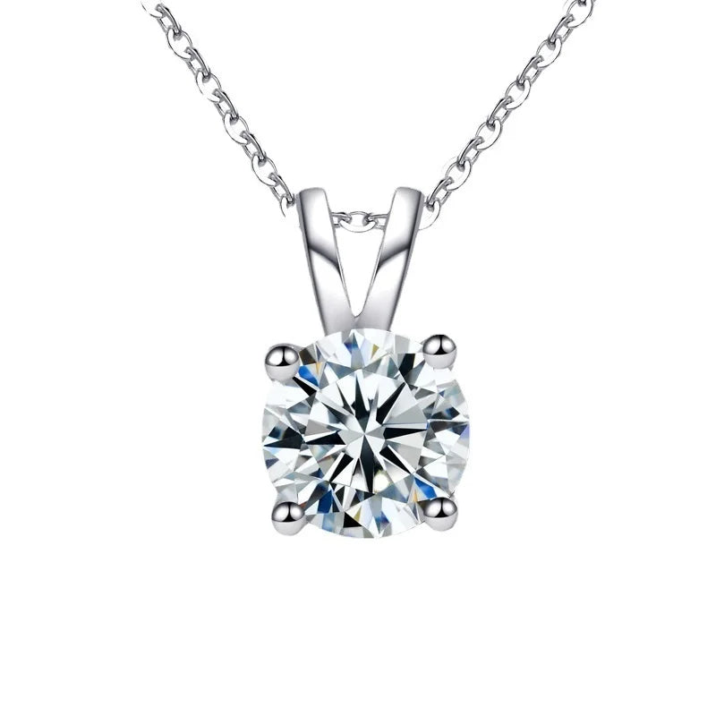Women's 925 Sterling Silver Moissanite Necklace Simple Four Claw Niche Design Inlaid Pendant Elegant Four Claw Inlaid Jewelry MegaBDM