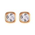Daidan Gold Plated Earrings 18K Bezel Setting S925 Silver Square Simple Ladies Zircon Earring