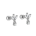 2025 Fashion Designer Stud 925 Sterling Silver Marquise CZ Dangle Screw Back Earrings Set Fine Jewelry Women Flower
