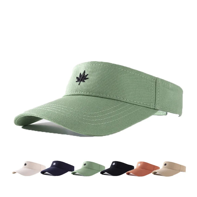 Factory Direct Custom Sunflower Embroidery Logo Unisex Cotton Sun Visor Hats UV Protection Adjustable Strap Cycling Outdoor