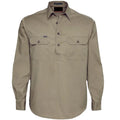 Custom logo Half Button Long Sleeve  High Quality  Two Chest Pocket Men Work Shirt