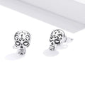 Latest Design Unique Cool Skull 925 Sterling Silver Earrings