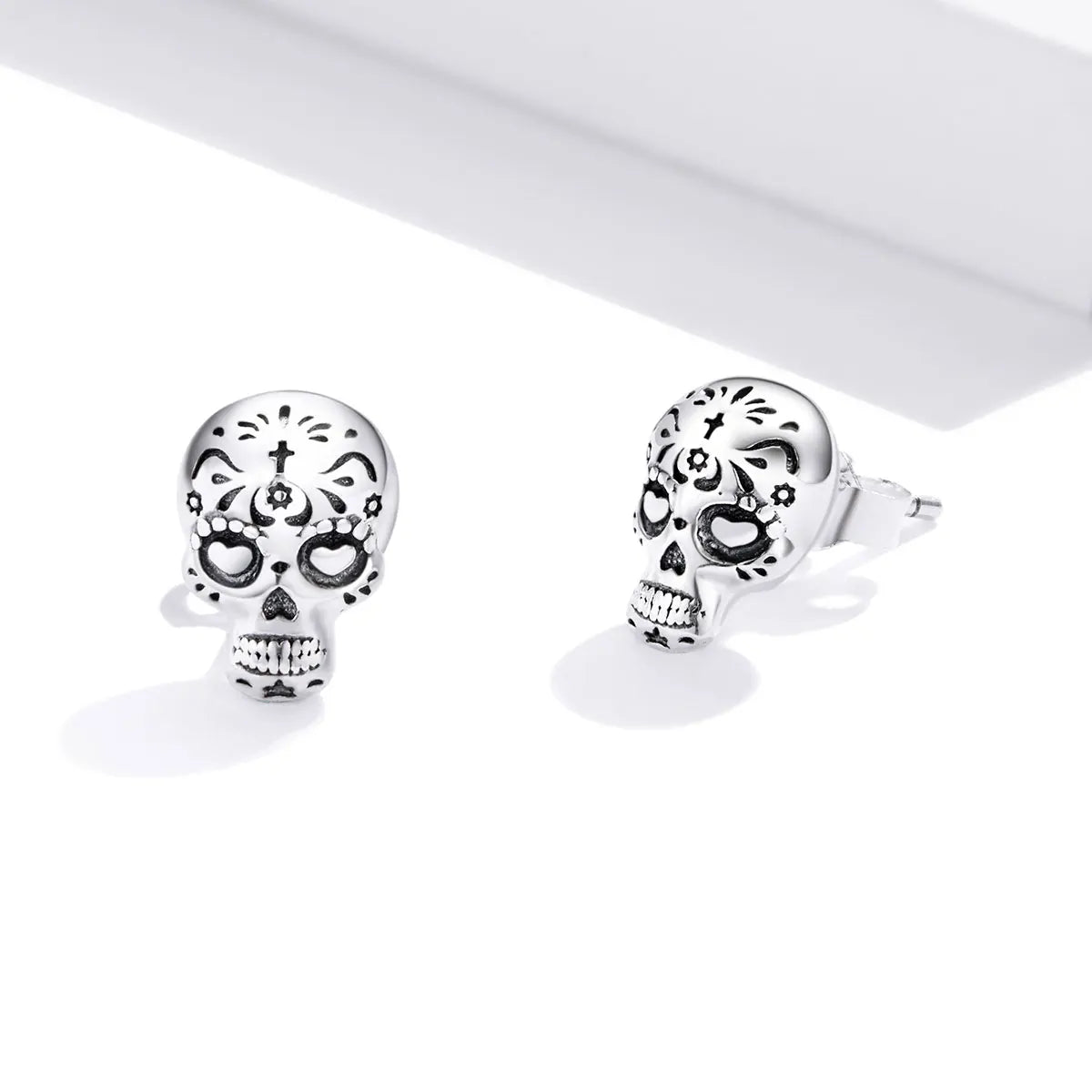 Latest Design Unique Cool Skull 925 Sterling Silver Earrings