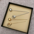 Korean Simple Gold Metal Ball Circular Hair Sticks Hollow Long Thin Hairpin for Women Party Vacation Jewelry