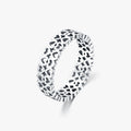 Vintage 925 Sterling Silver Fine Jewelry Daily Office Accessories Hollow Out Heart to Heart Simple Style Stacking Ring for Women