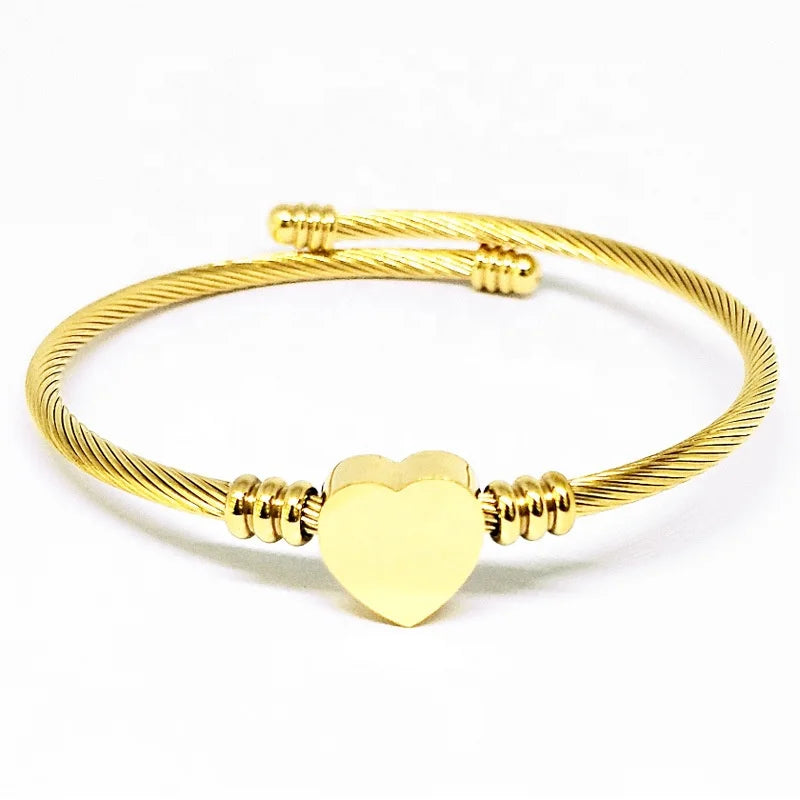 New Fashion Punk Peach Heart Stainless Steel Bracelet Men's and Women's Accessory Stylish Charm Fashion Jewelry