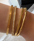 2024 New Titanium Steel Electroplated Gold Does Not Fade Bamboo Open Bracelet Jewelry Gifts Factory Customized